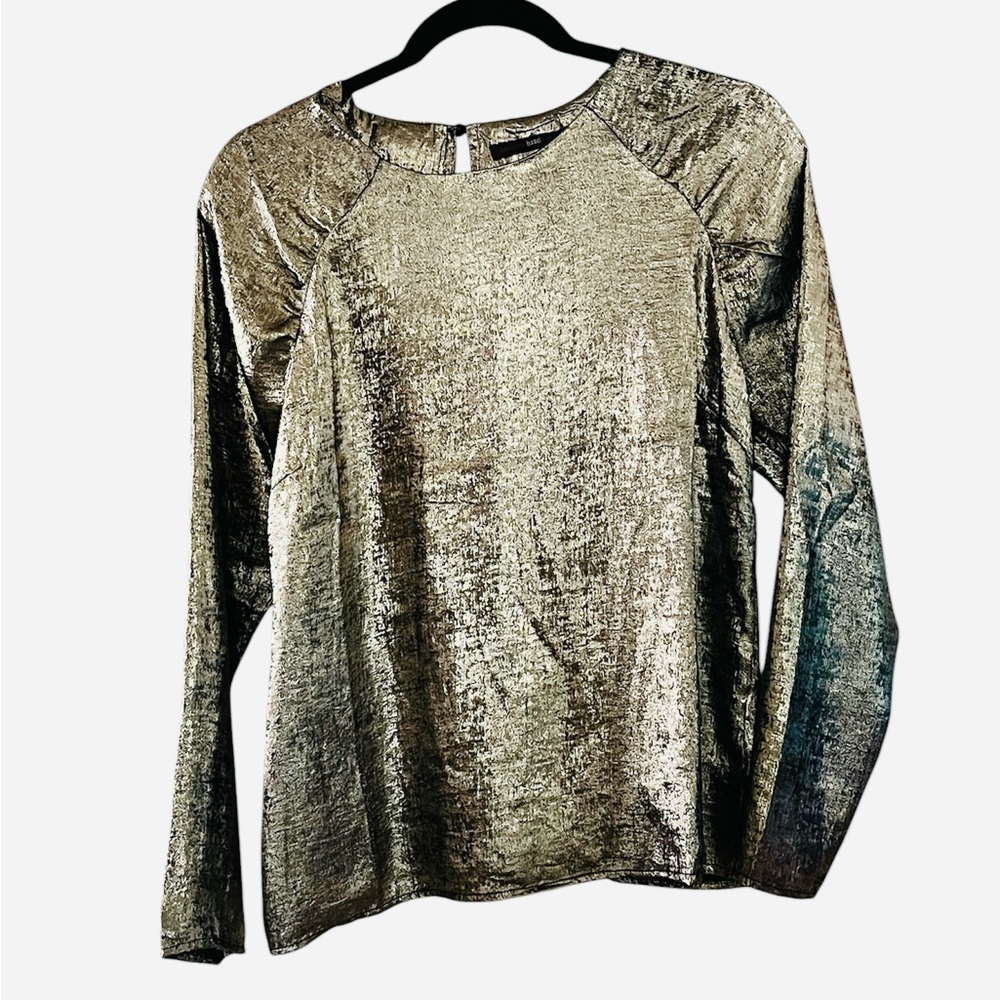 Hazel Silver Metallic Long Sleeve Blouse